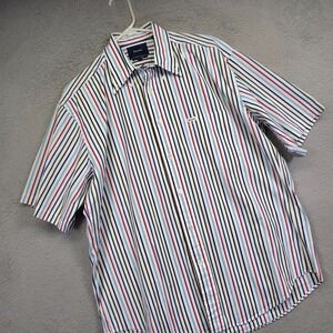 Faconnable Shirt Mens L White Classic Fit Striped Preppy Business Work Office